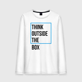 Мужской лонгслив хлопок с принтом Think outside the box в Тюмени, 100% хлопок |  | Тематика изображения на принте: 