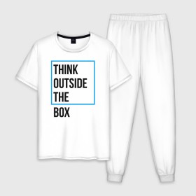 Мужская пижама хлопок с принтом Think outside the box в Тюмени, 100% хлопок | брюки и футболка прямого кроя, без карманов, на брюках мягкая резинка на поясе и по низу штанин
 | 