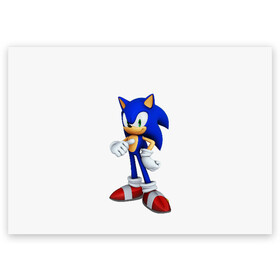 Поздравительная открытка с принтом Sonic в Тюмени, 100% бумага | плотность бумаги 280 г/м2, матовая, на обратной стороне линовка и место для марки
 | hedgehog | metal sonic | silver | silver the hedgehog | sonic | sonic boom | sonic the hedgehog | еж | ёж сонник | ежик | игры | соник | фильмы