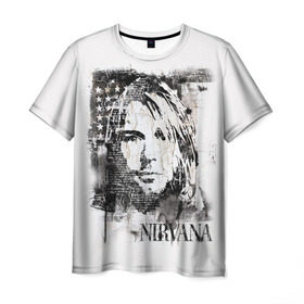 Мужская футболка 3D с принтом Kurt Cobain в Тюмени, 100% полиэфир | прямой крой, круглый вырез горловины, длина до линии бедер | bleach | blew | cobain | dave | geffen | hormoaning | in utero | incesticide | krist | kurt | nevermind | nirvana | novoselic | rock | vevo | геффен | курт кобейн | нирвана | рок