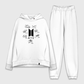 Женский костюм хлопок Oversize с принтом BTS АВТОГРАФЫ в Тюмени,  |  | bangtan boys | bt21 | bts | бтс