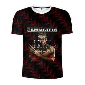 Мужская футболка 3D спортивная с принтом Rammstein (Росомаха) в Тюмени, 100% полиэстер с улучшенными характеристиками | приталенный силуэт, круглая горловина, широкие плечи, сужается к линии бедра | Тематика изображения на принте: rammstein
