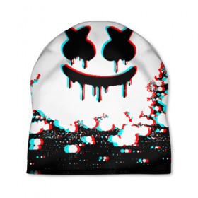 Шапка 3D с принтом MARSHMELLO GLITCH в Тюмени, 100% полиэстер | универсальный размер, печать по всей поверхности изделия | america | dj | glitch | marshmello | usa | америка | глитч | маршмелло