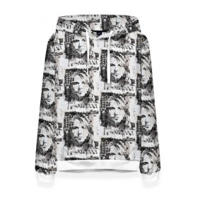 Женская толстовка 3D с принтом Kurt Cobain в Тюмени, 100% полиэстер  | двухслойный капюшон со шнурком для регулировки, мягкие манжеты на рукавах и по низу толстовки, спереди карман-кенгуру с мягким внутренним слоем. | 