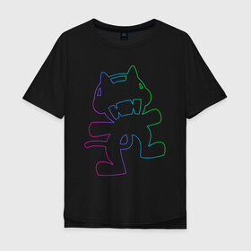Мужская футболка хлопок Oversize с принтом MONSTERCAT в Тюмени, 100% хлопок | свободный крой, круглый ворот, “спинка” длиннее передней части | cat | monster | monster cat | monstercat | кот | монстеркет
