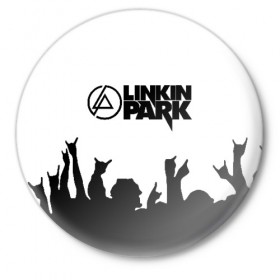 Значок с принтом LINKIN PARK в Тюмени,  металл | круглая форма, металлическая застежка в виде булавки | chester bennington | linkin park | mike shinoda | линкин парк