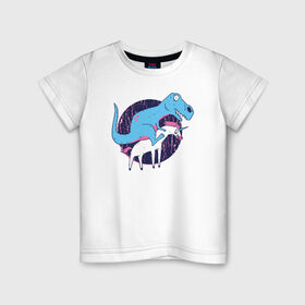 Детская футболка хлопок с принтом Рекс и Единорог в Тюмени, 100% хлопок | круглый вырез горловины, полуприлегающий силуэт, длина до линии бедер | rex | t rex | trex | unicorn | дино | динозавр | единорог | рекс | т рекс | ти рекс