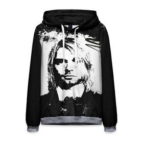 Мужская толстовка 3D с принтом Kurt Cobain в Тюмени, 100% полиэстер | двухслойный капюшон со шнурком для регулировки, мягкие манжеты на рукавах и по низу толстовки, спереди карман-кенгуру с мягким внутренним слоем. | bleach | blew | cobain | dave | geffen | hormoaning | in utero | incesticide | krist | kurt | nevermind | nirvana | novoselic | rock | vevo | геффен | курт кобейн | нирвана | рок