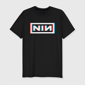 Мужская футболка премиум с принтом NIN GLITCH в Тюмени, 92% хлопок, 8% лайкра | приталенный силуэт, круглый вырез ворота, длина до линии бедра, короткий рукав | glitch | music | nin | nine inch nails | rock | глитч | группа | музыка | музыканты | нин | рок