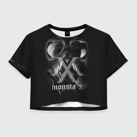 Женская футболка Cropp-top с принтом Monsta X в Тюмени, 100% полиэстер | круглая горловина, длина футболки до линии талии, рукава с отворотами | Тематика изображения на принте: dramarama | edm | hyungwon | idol | im | j pop | jooheon | k pop | kihyun | kpop | minhyuk | mv | shownu | the code | wonho | вонхо | монста х | хип хоп