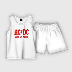 Детская пижама с шортами хлопок с принтом AC DC BACK IN BLACK в Тюмени,  |  | ac dc | acdc | ас дс | асдс