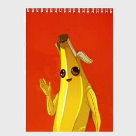 Скетчбук с принтом Banana в Тюмени, 100% бумага
 | 48 листов, плотность листов — 100 г/м2, плотность картонной обложки — 250 г/м2. Листы скреплены сверху удобной пружинной спиралью | Тематика изображения на принте: epic | fortnite | банан | фортнайт | эпик