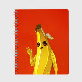 Тетрадь с принтом Banana в Тюмени, 100% бумага | 48 листов, плотность листов — 60 г/м2, плотность картонной обложки — 250 г/м2. Листы скреплены сбоку удобной пружинной спиралью. Уголки страниц и обложки скругленные. Цвет линий — светло-серый
 | Тематика изображения на принте: epic | fortnite | банан | фортнайт | эпик
