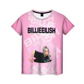 Женская футболка 3D с принтом Billie Eilish в Тюмени, 100% полиэфир ( синтетическое хлопкоподобное полотно) | прямой крой, круглый вырез горловины, длина до линии бедер | ayelish | bad guy | bellyache | bilie eilish | bilie elish | billie | billie eilish | eilish | electronic | elish | music | билли айлиш | эйлиш | элиш