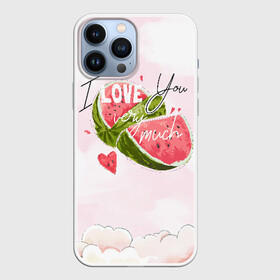 Чехол для iPhone 13 Pro Max с принтом I love you very much в Тюмени,  |  | арбуз | ваниль | влюбленные | лето | люблю тебя | любовь | сердечко | сердце | я люблю