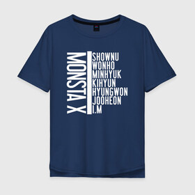 Мужская футболка хлопок Oversize с принтом MONSTA X в Тюмени, 100% хлопок | свободный крой, круглый ворот, “спинка” длиннее передней части | i.m. | jooheon | kihyun | minhyuk | monsta x | shownu | wonho | монст х | монста х