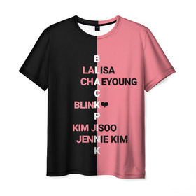 Мужская футболка 3D с принтом BLACKPINK в Тюмени, 100% полиэфир | прямой крой, круглый вырез горловины, длина до линии бедер | black | blackpink | bts | jennie | jisoo | k pop | kim | lalisa | lisa | manoban | park | pink | rose | young | бтс | дженни | джису | ён | ким | лалиса | лиса | манобан | пак | розэ | че