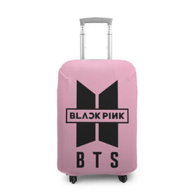 Чехол для чемодана 3D с принтом BTS and BLACKPINK в Тюмени, 86% полиэфир, 14% спандекс | двустороннее нанесение принта, прорези для ручек и колес | bangtan boys | black | blackpink | bt21 | bts | k pop | pink | rose | блек пинк | блекпинк | блэк пинк | блэкпинк | бтс