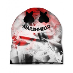 Шапка 3D с принтом MARSHMELLO в Тюмени, 100% полиэстер | универсальный размер, печать по всей поверхности изделия | christopher comstock | dj | marshmello | music | диджей | клубная музыка | клубняк | крис комсток | маршмеллоу | музыка