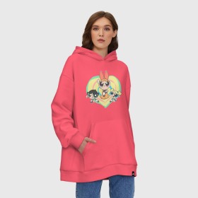 Худи SuperOversize хлопок с принтом Powerpuff girls в Тюмени, 70% хлопок, 30% полиэстер, мягкий начес внутри | карман-кенгуру, эластичная резинка на манжетах и по нижней кромке, двухслойный капюшон
 | powerpuff girls | ppg | бабблс | баттеркап | блоссом | крошки | крутые девчонки | лютик | пестик | пузырек | супер крошки | супергерой | таунсвиль | цветик