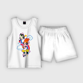 Детская пижама с шортами хлопок с принтом Bubbles, Blossom, Buttercup в Тюмени,  |  | powerpuff girls | ppg | бабблс | баттеркап | блоссом | крошки | крутые девчонки | лютик | пестик | пузырек | супер крошки | супергерой | таунсвиль | цветик