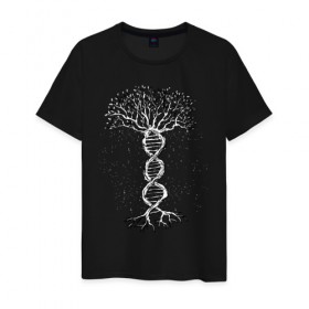 Мужская футболка хлопок с принтом Днк Дерево в Тюмени, 100% хлопок | прямой крой, круглый вырез горловины, длина до линии бедер, слегка спущенное плечо. | biology | dna | geek | scince | tree | абстракция | биолог | биология | гик | дерево | днк | лаборатория | наука | ученые | ученый