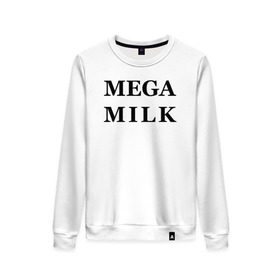Женский свитшот хлопок с принтом mega milk в Тюмени, 100% хлопок | прямой крой, круглый вырез, на манжетах и по низу широкая трикотажная резинка  | ahegao | anime | mega milk | mega milk манга
