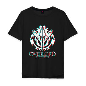 Мужская футболка хлопок Oversize с принтом Overlord: Glitch. в Тюмени, 100% хлопок | свободный крой, круглый ворот, “спинка” длиннее передней части | overlord | аниме | лого | логотип | оверлорд | сериал