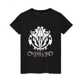 Женская футболка хлопок с принтом Overlord: Glitch. в Тюмени, 100% хлопок | прямой крой, круглый вырез горловины, длина до линии бедер, слегка спущенное плечо | overlord | аниме | лого | логотип | оверлорд | сериал