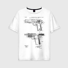 Женская футболка хлопок Oversize с принтом Пистолет в Тюмени, 100% хлопок | свободный крой, круглый ворот, спущенный рукав, длина до линии бедер
 | patent | армия | идея | история | оружие | патент | пистолет | разработка | чертеж | чертежи