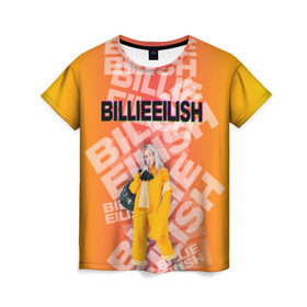 Женская футболка 3D с принтом Billie Eilish в Тюмени, 100% полиэфир ( синтетическое хлопкоподобное полотно) | прямой крой, круглый вырез горловины, длина до линии бедер | avatgarde | ayelish | bad guy | bellyache | bilie eilish | bilie elish | billie | billie eilish | eilish | electronic | elish | music | pop | trap | билли айлиш | эйлиш | элиш