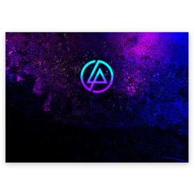 Поздравительная открытка с принтом Linkin Park в Тюмени, 100% бумага | плотность бумаги 280 г/м2, матовая, на обратной стороне линовка и место для марки
 | alternative | brad delson | breakbit | chester bennington | dave farrell | electronic rock | extreme | linkin park | mike shinoda | neon | nu metal | rap | rock | рок