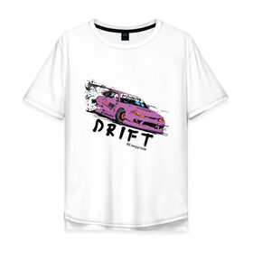 Мужская футболка хлопок Oversize с принтом Silvia Drift в Тюмени, 100% хлопок | свободный крой, круглый ворот, “спинка” длиннее передней части | drift | jdm | nissan | s14 | silvia | дрифт