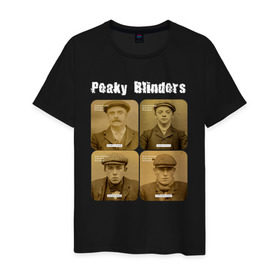 Мужская футболка хлопок с принтом Peaky Blinders в Тюмени, 100% хлопок | прямой крой, круглый вырез горловины, длина до линии бедер, слегка спущенное плечо. | Тематика изображения на принте: peaky blinders | острые козырьки | сериал