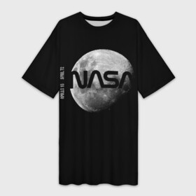 Платье-футболка 3D с принтом Nasa Apollo 16 в Тюмени,  |  | apollo 16 | apolo 16 | nasa | аполлон 16 | аполон 16 | наса | насса