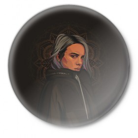 Значок с принтом Billie в Тюмени,  металл | круглая форма, металлическая застежка в виде булавки | bad guy | billie eilish | билли айлиш | эйлиш