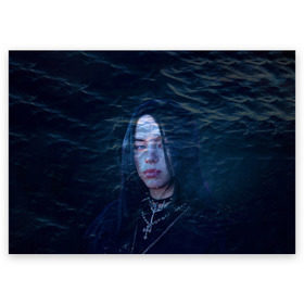 Поздравительная открытка Billie Eilish Ocean Eyes: в Тюмени, 100% бумага | плотность бумаги 280 г/м2, матовая, на обратной стороне линовка и место для марки
 | bad guy | billie eilish | билли айлиш | эйлиш