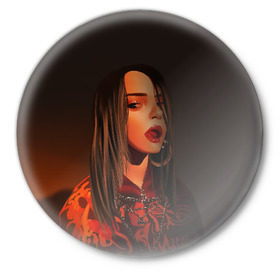 Значок с принтом Billie Eilish в Тюмени,  металл | круглая форма, металлическая застежка в виде булавки | bad guy | billie eilish | билли айлиш | эйлиш