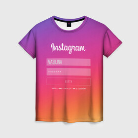 Женская футболка 3D с принтом Instagram в Тюмени, 100% полиэфир ( синтетическое хлопкоподобное полотно) | прямой крой, круглый вырез горловины, длина до линии бедер | заказать имя | имена | именные футболки | имя | конструктор имён | меня зовут | редактировать имя | футболки с именами | футболки с текстом