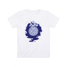 Детская футболка хлопок с принтом Викинги Символика в Тюмени, 100% хлопок | круглый вырез горловины, полуприлегающий силуэт, длина до линии бедер | mountain | symbol | viking | викинг | викинги | гора | горы | символ | символы