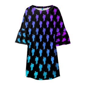 Детское платье 3D с принтом BILLIE EILISH PATTERN в Тюмени, 100% полиэстер | прямой силуэт, чуть расширенный к низу. Круглая горловина, на рукавах — воланы | be | billie | billie eilish | билли | билли айлиш