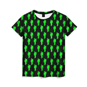 Женская футболка 3D с принтом BILLIE EILISH в Тюмени, 100% полиэфир ( синтетическое хлопкоподобное полотно) | прямой крой, круглый вырез горловины, длина до линии бедер | be | billie | billie eilish | билли | билли айлиш
