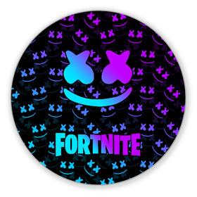 Коврик для мышки круглый с принтом FORTNITE x MARSHMELLO NEON  в Тюмени, резина и полиэстер | круглая форма, изображение наносится на всю лицевую часть | 2019 | armor | armour | cybersport | esport | fortnite | game | llama | logo | броня | игра | киберспорт | лама | фиолетовый | фирменные цвета | фортнайт