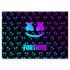 Поздравительная открытка с принтом FORTNITE x MARSHMELLO NEON  в Тюмени, 100% бумага | плотность бумаги 280 г/м2, матовая, на обратной стороне линовка и место для марки
 | 2019 | armor | armour | cybersport | esport | fortnite | game | llama | logo | броня | игра | киберспорт | лама | фиолетовый | фирменные цвета | фортнайт