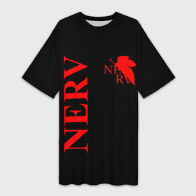 Платье-футболка 3D с принтом Nerv red в Тюмени,  |  | angel | eva | evangelion | neon genesis evangelion | nerv | аска лэнгли сорью | ева | евангелион | мисато кацураги | рей аянами | синдзи