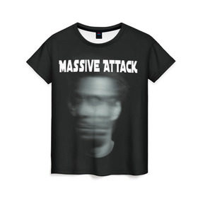 Женская футболка 3D с принтом Massive Attack в Тюмени, 100% полиэфир ( синтетическое хлопкоподобное полотно) | прямой крой, круглый вырез горловины, длина до линии бедер | грант маршалл | роберт дель ная | трип хоп