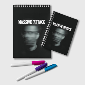 Блокнот с принтом Massive Attack в Тюмени, 100% бумага | 48 листов, плотность листов — 60 г/м2, плотность картонной обложки — 250 г/м2. Листы скреплены удобной пружинной спиралью. Цвет линий — светло-серый
 | грант маршалл | роберт дель ная | трип хоп