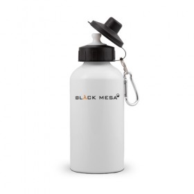 Бутылка спортивная с принтом HALF-LIFE BLACK MESA в Тюмени, металл | емкость — 500 мл, в комплекте две пластиковые крышки и карабин для крепления | 