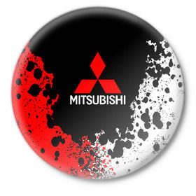 Значок с принтом MITSUBISHI в Тюмени,  металл | круглая форма, металлическая застежка в виде булавки | Тематика изображения на принте: mitsubishi | sport | митсубиси | митсубиши | спорт
