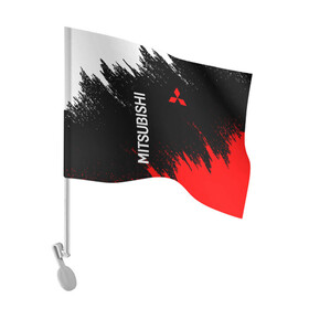 Флаг для автомобиля с принтом MITSUBISHI | МИТСУБИСИ в Тюмени, 100% полиэстер | Размер: 30*21 см | mitsubishi | sport | митсубиси | митсубиши | спорт